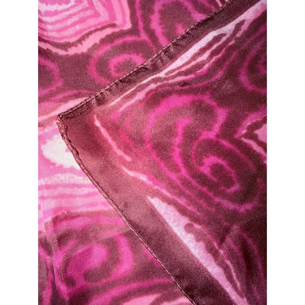 Vintage Pink Burgundy Op Art Geometric Square Scarf Mod wood grain Marbled Print